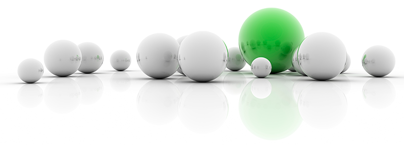 Green balls in line