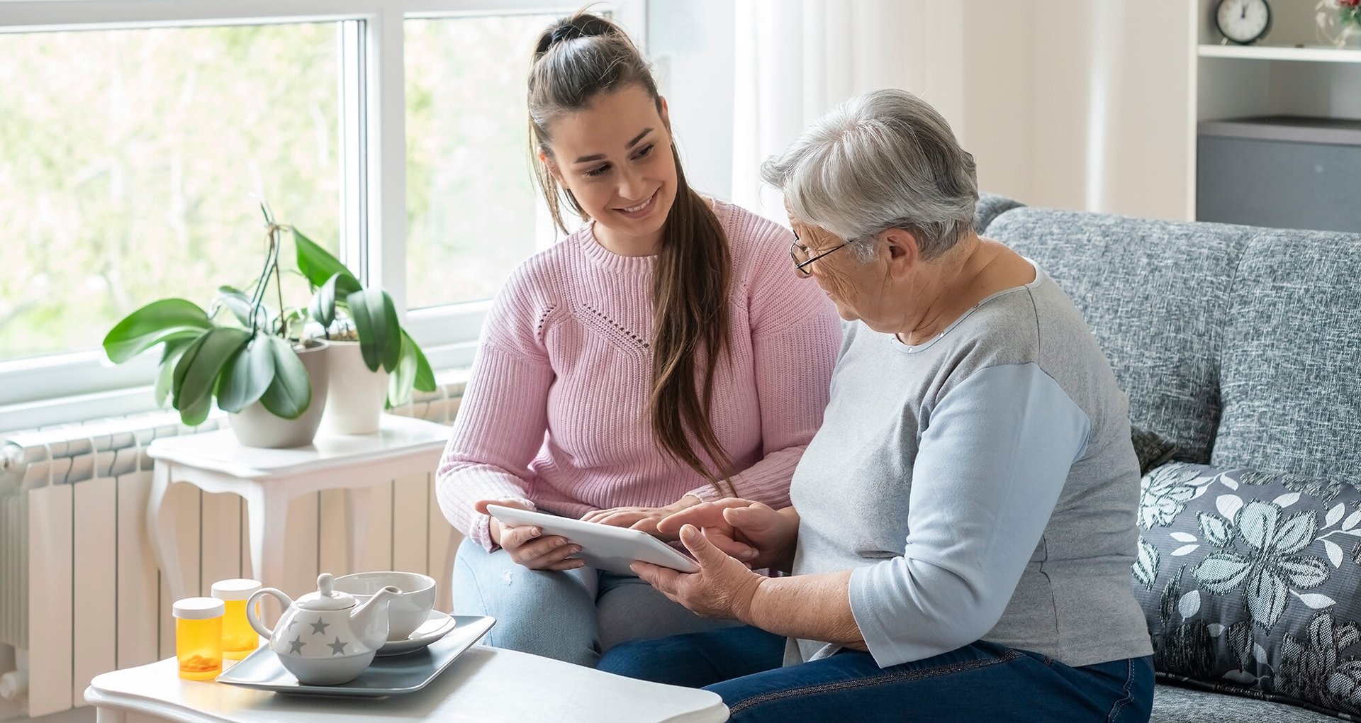 Elderly woman in home care