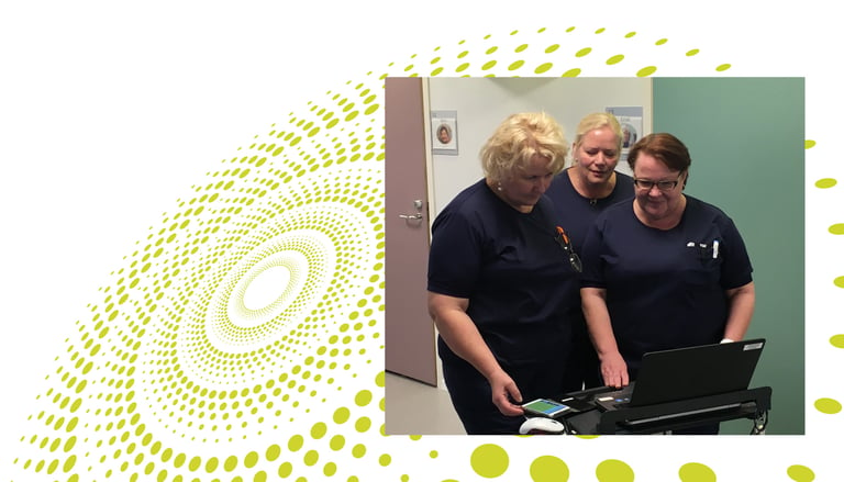 Team of nurses using Vivago solution in Korso elderly care center in Vantaa.